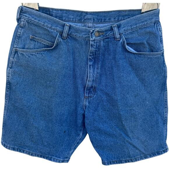 VTG 90's Wrangler 36 Relaxed Fit Zip Fly Summer Denim Jorts dad Shorts Blue - Picture 1 of 6